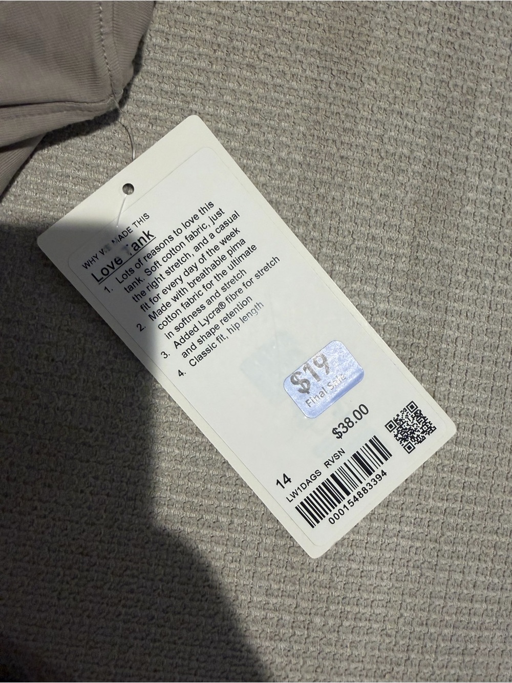 lululemon athletica love tank in riverstone - Picture 5 of 6